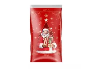 Mikulás zacskó kedves télapó mintával - széles, 20 x 35 cm