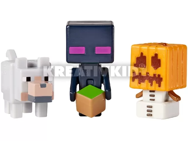 Minecraft 3 db-os figura csomag - Wolf + Enderman + Snow Golem