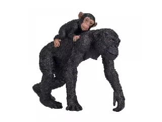 Mojo: Csimpánz kölykével - kézzel festett figura