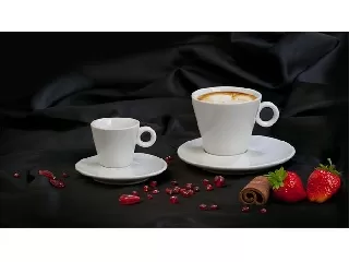 Mokkáscsésze+alj, fehér, 7cl, 6db-os szett,