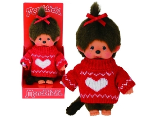 Monchhichi - lány figura piros pulóverben