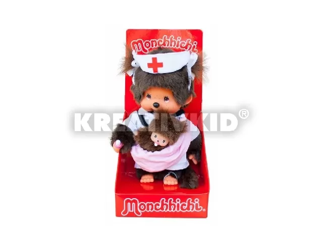 Monchhichi plüss figura - Ápoló újszülöttel 20cm