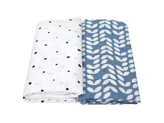 MOTHERHOOD Prémium muszlin takaró és pólya 2 db 100x120 cm - Blue Classic