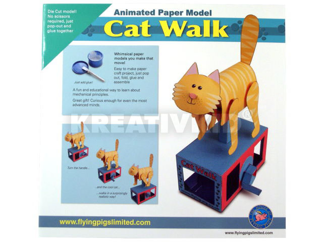Mozgó papírjáték - Sétáló macska