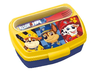 Műa. Mancs Őrjárat szendvicstartó, kanál +villa