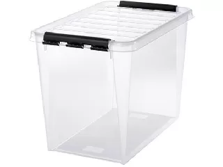 Műanyag tárolódoboz, 61 liter, fekete fogantyúkkal, SMARTSTORE 