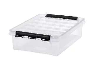 Műanyag tárolódoboz, 8 liter, fekete fogantyúkkal, SMARTSTORE 