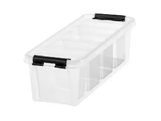Műanyag tárolódoboz, fekete fogantyúkkal, 4 rekeszes, SMARTSTORE 