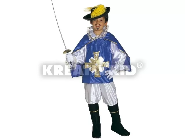 Muskétás jelmez 140 cm-es (kék)