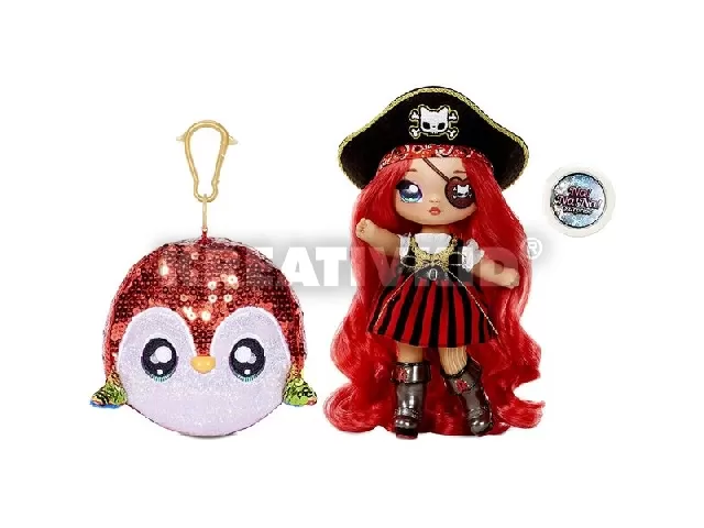 Na! Na! Na! Surprise: Becky Buckaneer 2 az 1-ben Sparkly meglepetés divatbaba, pénztárcával - 1. széria