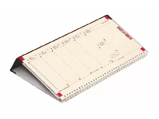Naptár, asztali, fekvő, TOPTIMER, jegyzetblokkos, bordó