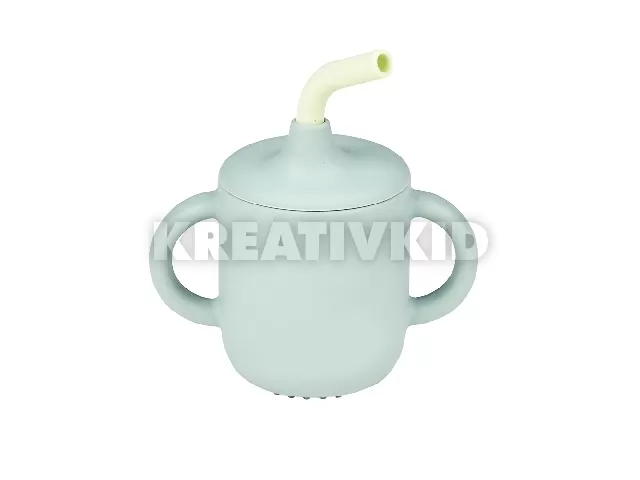 Nattou itatópohár szívószálas szilikon 150ml zöld