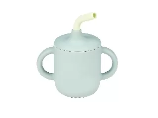 Nattou itatópohár szívószálas szilikon 150ml zöld