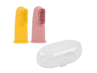 Nattou ujjra húzható szilikon fogkefe pink-sárga