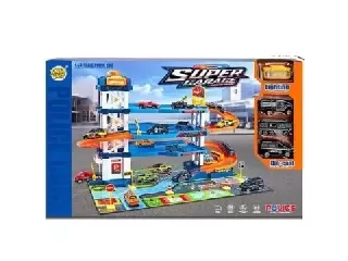 Négyemeletes rendőrségi parkoló játékszett - 64 db-os