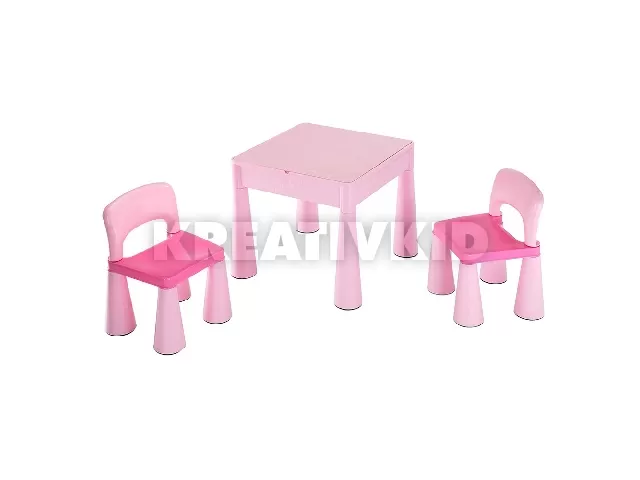 New Baby gyermek szett asztal két székkel rózsaszín