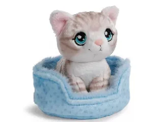 Nici Green: Csíkos cica plüssfigura kosárban - 12 cm