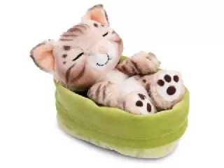 Nici Green: Szunyókáló bengáli plüss cica kosárban - 15 cm