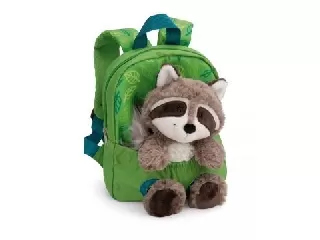 NICI: Hátizsák mosómedve plüssfigurával, zöld - 21 x 26 cm