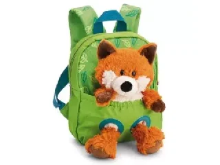 Nici: Hátizsák róka plüssel - zöld, 25 cm