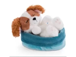 Nici: Spániel plüsskutyus kosárban - 12 cm