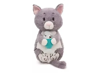 Nici: Szürke plüss cica és hal - 40 x 20 cm