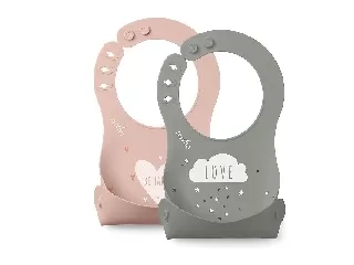 Nuvita Squashy szilikon előke - pink/green - 4370