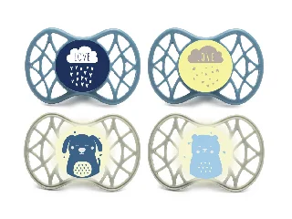 Nuvita Symmetric Air55 4db-os cumi szett 6+ - Powder Blue/Sage Green - 70854 felhő, kutya, maci