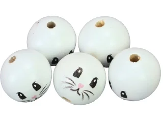 Nyomtatott fehér fagolyó nyuszi fiú arccal 30mm 5db/csomag