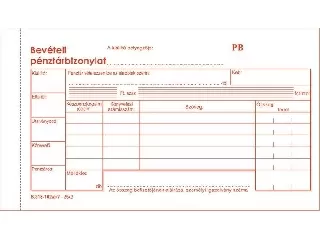 Nyomtatvány, bevételi pénztárbizonylat, 25x3, VICTORIA PAPER