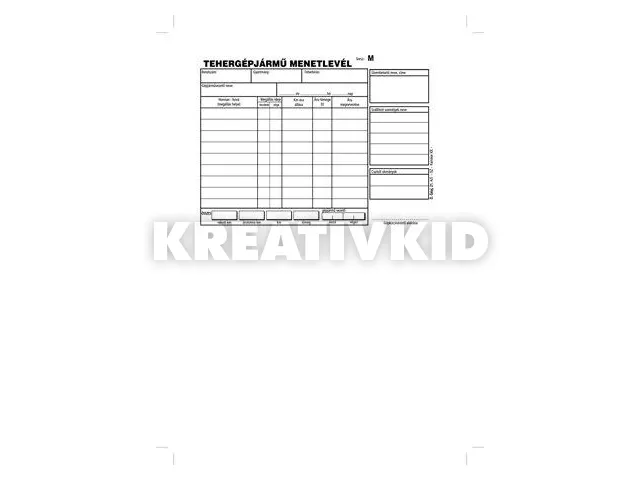 Nyomtatvány, menetlevél, tehergépjármű, 100 lap, A4, fekvő, VICTORIA PAPER,