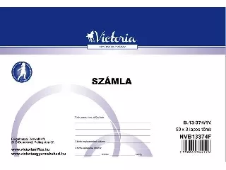 Nyomtatvány, számlatömb, egy ÁFÁs, 50x3, A5, fekvő, VICTORIA PAPER,