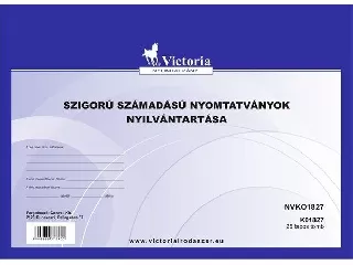 Nyomtatvány, szigorú számadású nyomtatványok nyilvántartása, 25 lap, A4, VICTORIA PAPER, 10 tömb/csomag