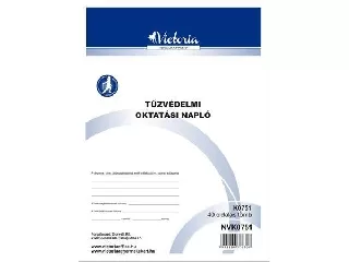 Nyomtatvány, tűzvédelmi oktatási napló, 40 oldal, A4, VICTORIA PAPER, 10 tömb/csomag