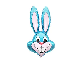 Nyuszi alakú fólia lufi - kék, 36 cm