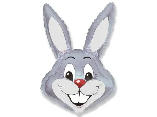 Nyuszifej formájú fólia lufi - Szürke, 36 cm