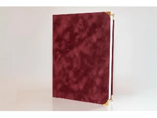 Oklevéltartó, A4, exkluzív, plüss, 4 fém sarokkal, bordó