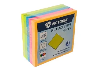 Öntapadó jegyzettömb, 50x50 mm, 250 lap, VICTORIA OFFICE, neon