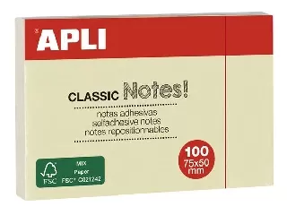 Öntapadó jegyzettömb, 50x75 mm, 100 lap, APLI