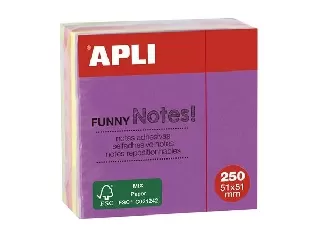 Öntapadó jegyzettömb, 51x51 mm, 250 lap, APLI 