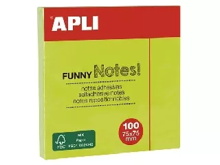 Öntapadó jegyzettömb, 75x75 mm, 100 lap, APLI 