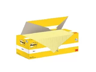 Öntapadó jegyzettömb, 76x76 mm, 18+6x100 lap,  3M POSTIT, kanári sárga