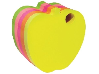 Öntapadó jegyzettömb, alma alakú, 400 lap, DONAU, vegyes neon színek