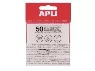 Öntapadó jegyzettömb, átlátszó, vízálló, 75x75 mm, 50 lap, APLI, víztiszta