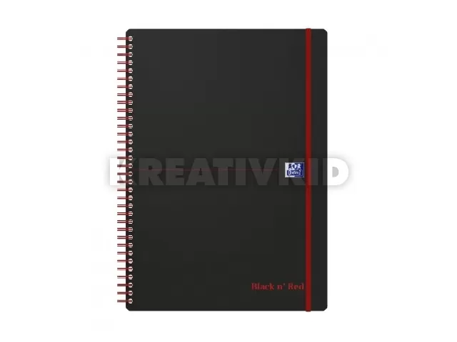 Oxford Black n  Red PP fedlapos spirálfüzet PP A4/70 lap kockás, gumis, SCRIBZEE® App kompatibilis