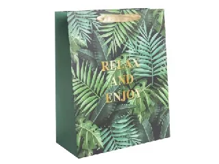 Pálmalevél mintás ajándéktasask - 31 x 42 cm