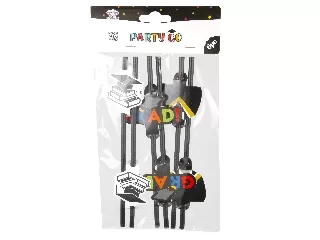 Papír szívószám, ballagás, 6 db, 20 cm