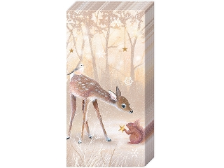 Papír zsebkendő 4 rétegű 10 db/cs - IHR A téli erdő állatai 