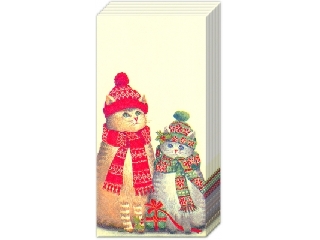 Papír zsebkendő 4 rétegű 10 db/cs - IHR Karácsonyi cicák