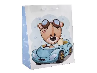 Papírtasak maci kék autóban 2632